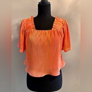 Tangerine Queen of Sparkles Pleated Women's Top
